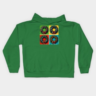 Whimsical Wreath: Pop Art’s Festive Circle of Joy - Classic Christmas Kids Hoodie